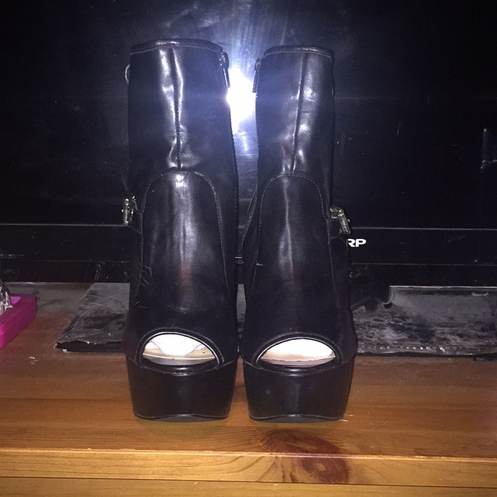 High heel peek a boo boots